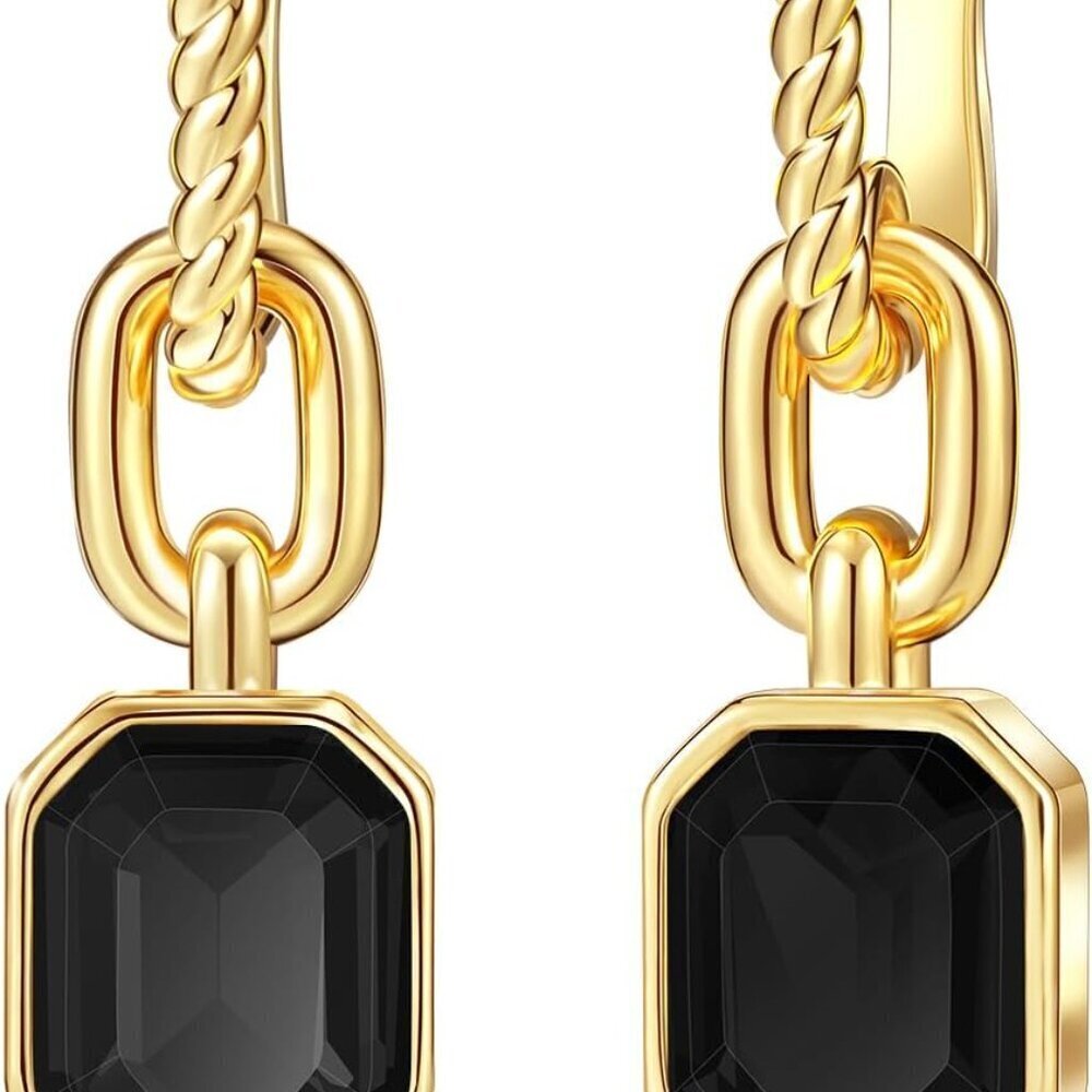 Gold Plated Hoop Earrings Women Crystal Dangles Gifts for Mom Wife